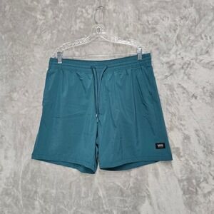 Vans Swim Trunks Shorts Teal Elastic Waist Drawstring Mens XL Pockets Summer